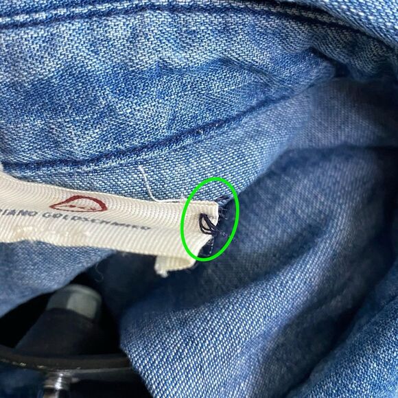 AG Adriano Goldschmied Denim Shirt Women S Blue Chambray Pockets Western Relaxed - Picture 4 of 12